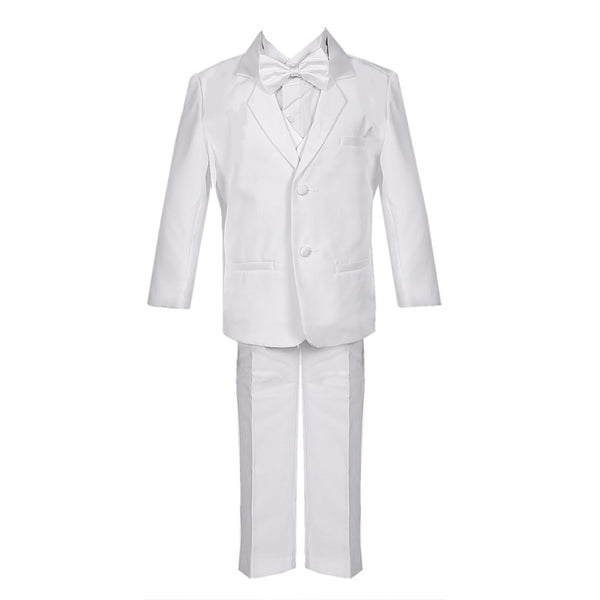 Little Boys White 5pc Classic Vest Jacket Pants Special Occasion Tuxedo Suit 2-7 - SophiasStyle.com